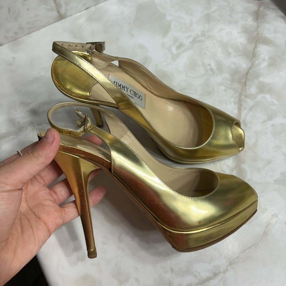 Jimmy Choo  Gold High‎ Heels - Picture 3 of 5